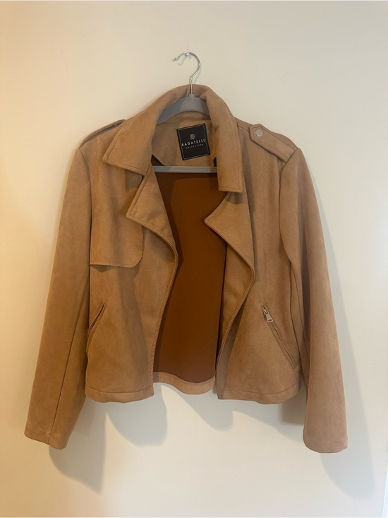 bagatelle Jackets & Blazers - bagatelle Tan Suede-Style Moto Jacket
